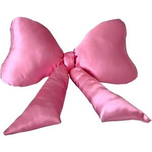 Big Bow Throw Pillow - Silky Satin - Coquette Decor- Pink